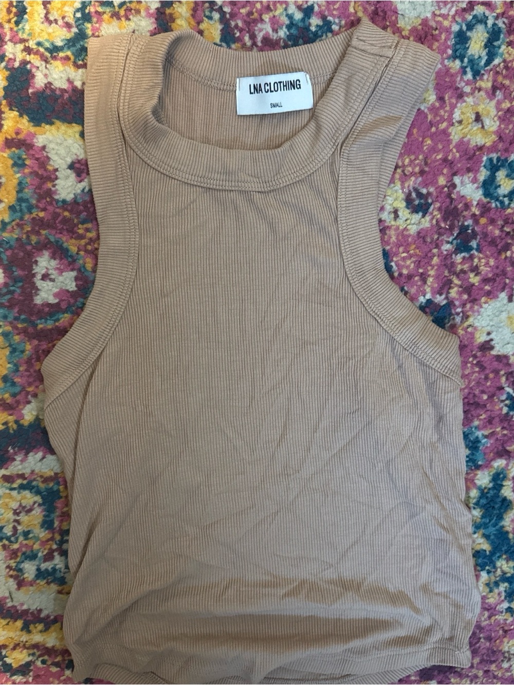 LNA Ribbed Tank Top in Beige